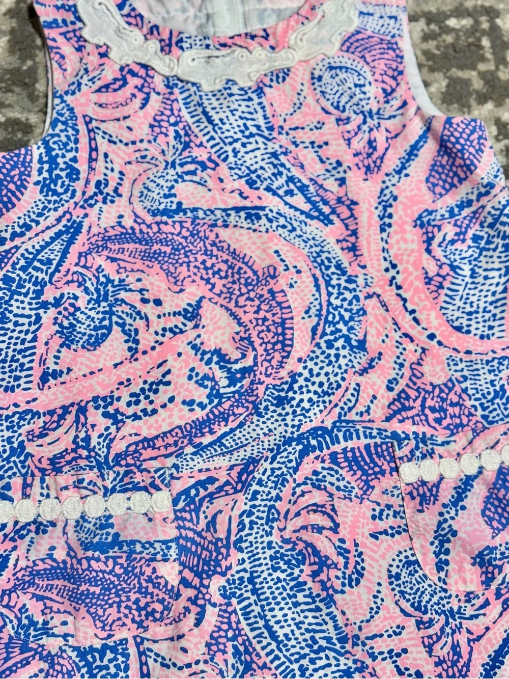 Lilly Pulitzer - Girls Pastel Alligator Print Classic Shift Dress, Size - 3T